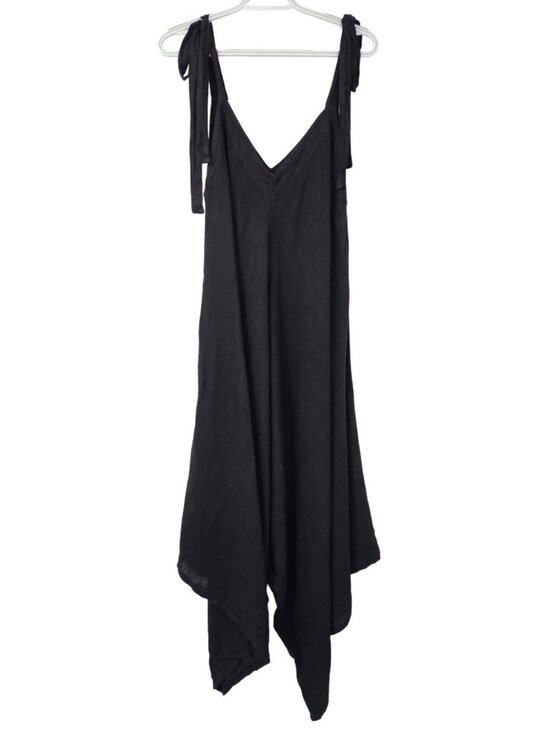 Shyloh Pants - Shylo Linen Asymmetric Harem Jumpsuit Black Women's One Size S-L Lagenlook Boho